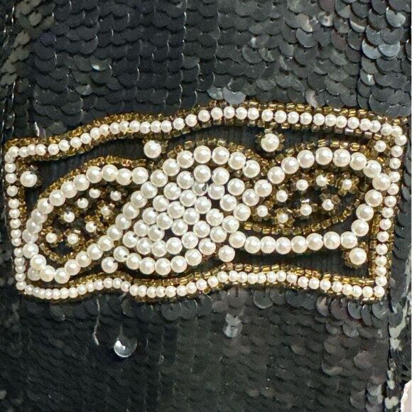 Daytons Oval Room Heavily Sequin Beaded Jacket Womens Size Medium Vintage Black - Picture 5 of 8